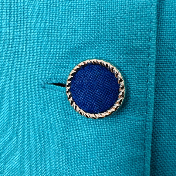 Vintage Hernandez 100% linen button down padded shoulders blazer blouse top - Picture 8 of 8